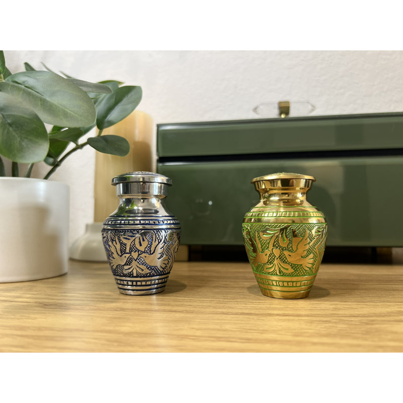 Ronnald Hand-Etched Doves Keepsake, Gold