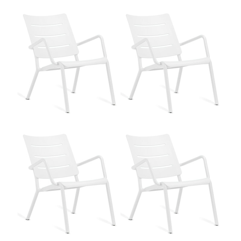 Outo Stackable Outdoor & Indoor Lounge Chair (Set of 4), White