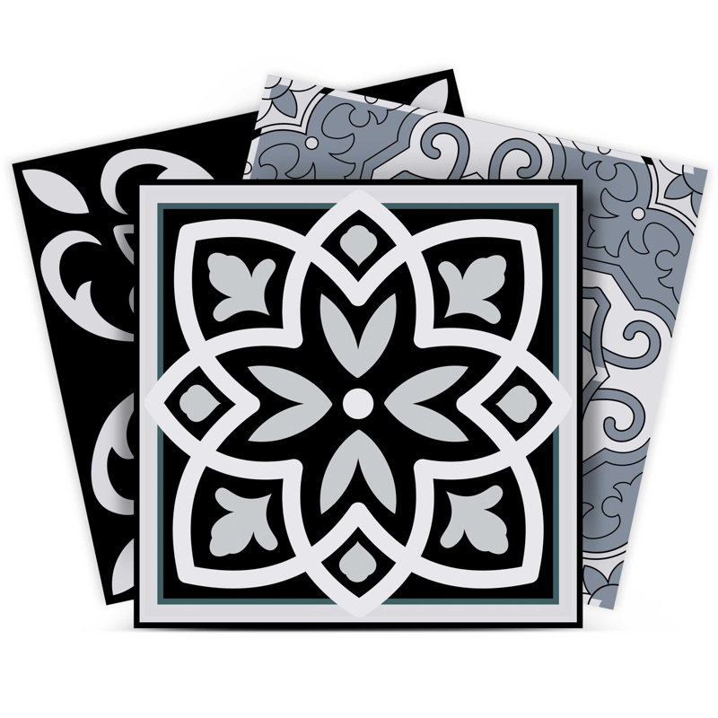 Carrelage mosaïque noir, blanc et gris