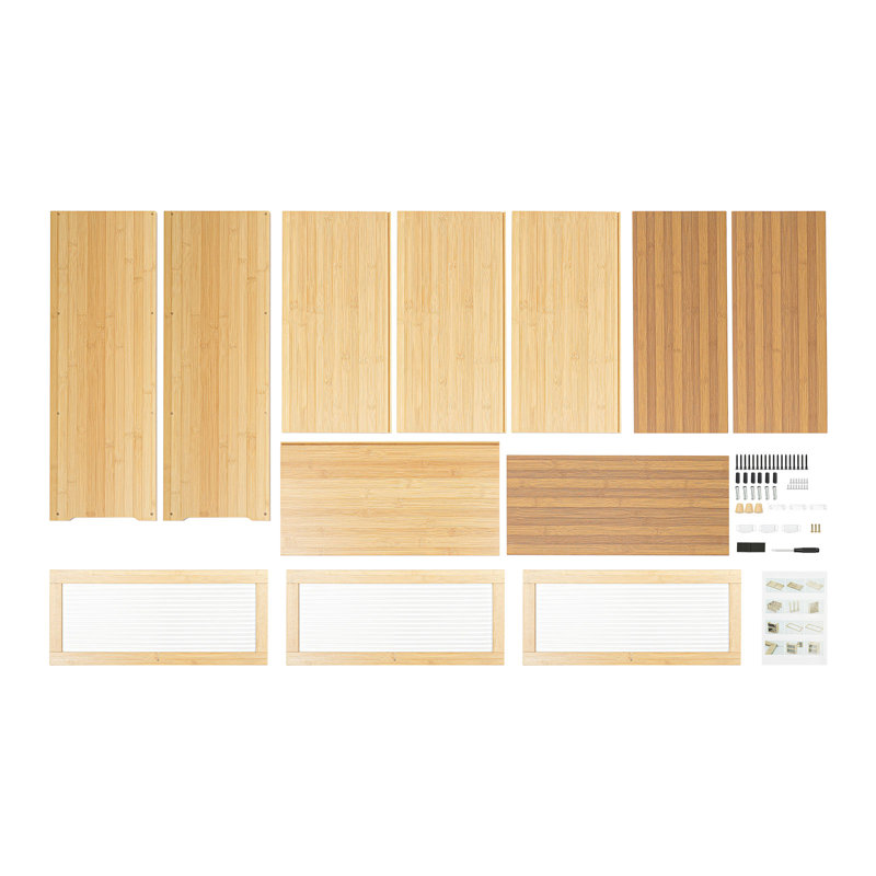 Armoire de rangement autoportante en bambou avec portes en acrylique Semla