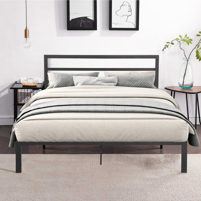 Charcoal Grey Queen Metal Bed Frame - Strong Steel Construction, Quiet And Comfortable Sleep, Easy To Assemble, Under Storage Solution, No Box Spring Required, Fits 8" Thicker Mattresses, 600 Lbs
