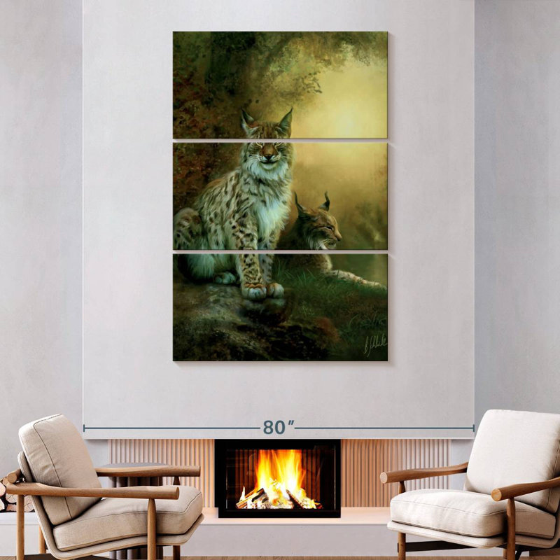 Brampt Two Lynxes, 74" H x 48" W