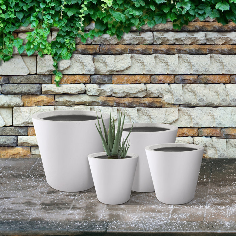 Kante 21.7 H Weathered Concrete Tall Planter, Large Outdoor Indoor  Decorative Pot with Drainage Hole and Rubber Plug, Modern Round Style for  Home and