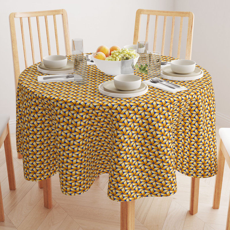 Vidrio Geometric Dining Linen Set, 120" Round, Villela Geometric