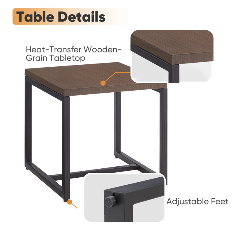 Table d'appoint d'extérieur en métal pour terrasse, jardin et porche Naresa, Brun