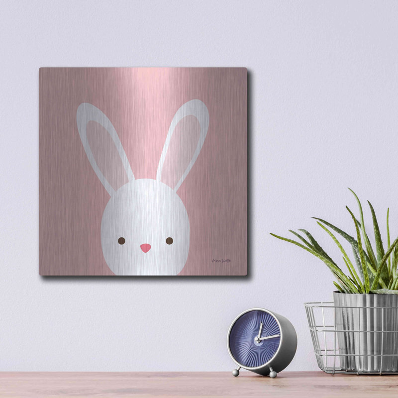 «Cuddly Bunny» par Ann Kelle - reproduction d'art non encadrée sur métal, H 12 po x l 12 po x P 0,13 po