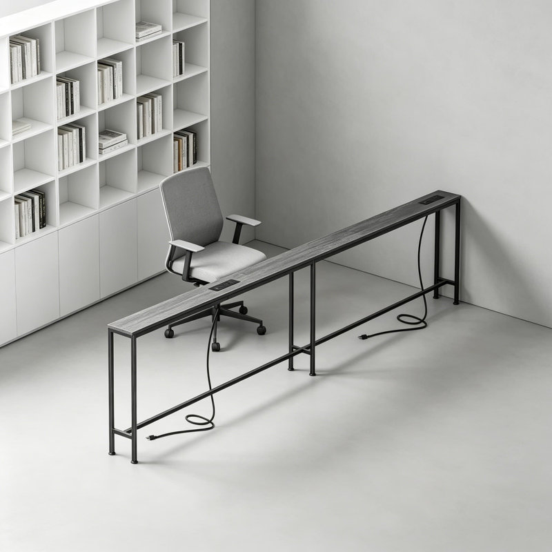 Extra-Long Narrow Console Table With Built-In Power Strips, USB-C Charging, And Storage For Behind Sofa, Entryway, And Small Spaces