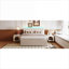 Lit plateforme tapissier à tête de lit beige chaud et rayé avec lit gigogne simple TG, molleton avec éclairage à DEL contrôlé par l'application-129232412