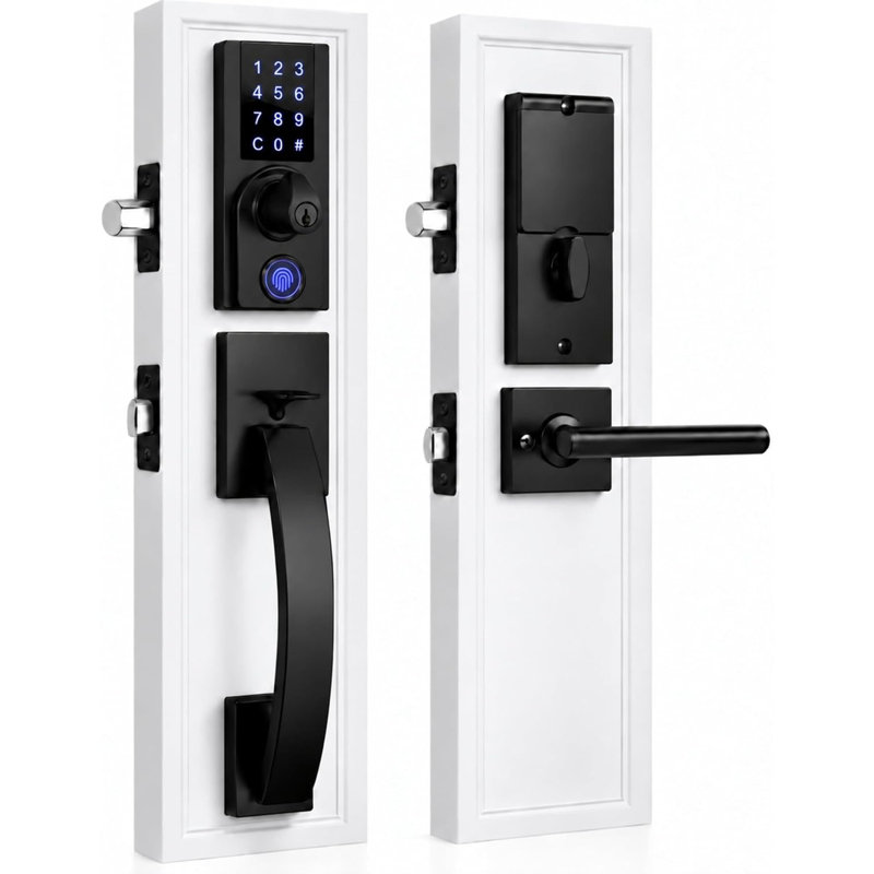Door Handleset withTouchscreen Fingerprint Keypad