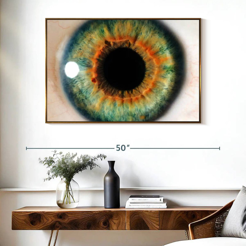 Green Eye, Floating Frame Gold, 40" X 27"