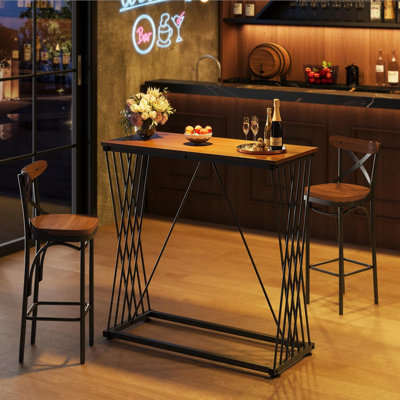  Table de bar, table rectangulaire à hauteur de comptoir de 36 po avec plateau en grain de bois, tables de bar multifonctionnelles et table de vestibule pour la cuisine, la salle à manger et le salon