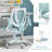 Computer Chairs with Armrest and Footrest Mesh Ergonomic with Adjustable Height Swivel Safe Sit-Locking Casters, Blue-127123286