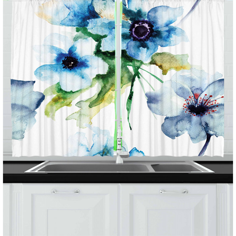 Floral Pointed Kitchen Curtain
