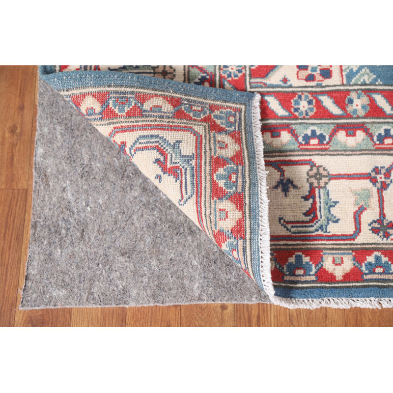 Tapis oriental bleu à motif géométrique Kazak 7