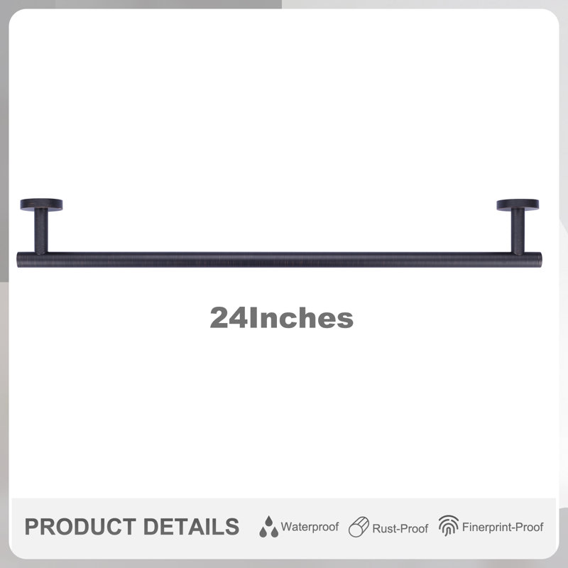 24 Inch Oil Rubbed Bronze Wall Mounted Towel Bar