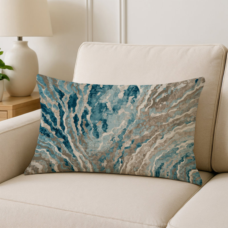Coussin décoratif intérieur / extérieur gris Modern Modern, Gris abstrait 109, Rectangle H 14 po x l 20 po