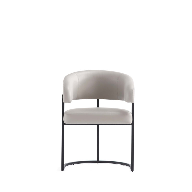 Chaise rembourrée en cuir gris clair Augusta, Gris clair