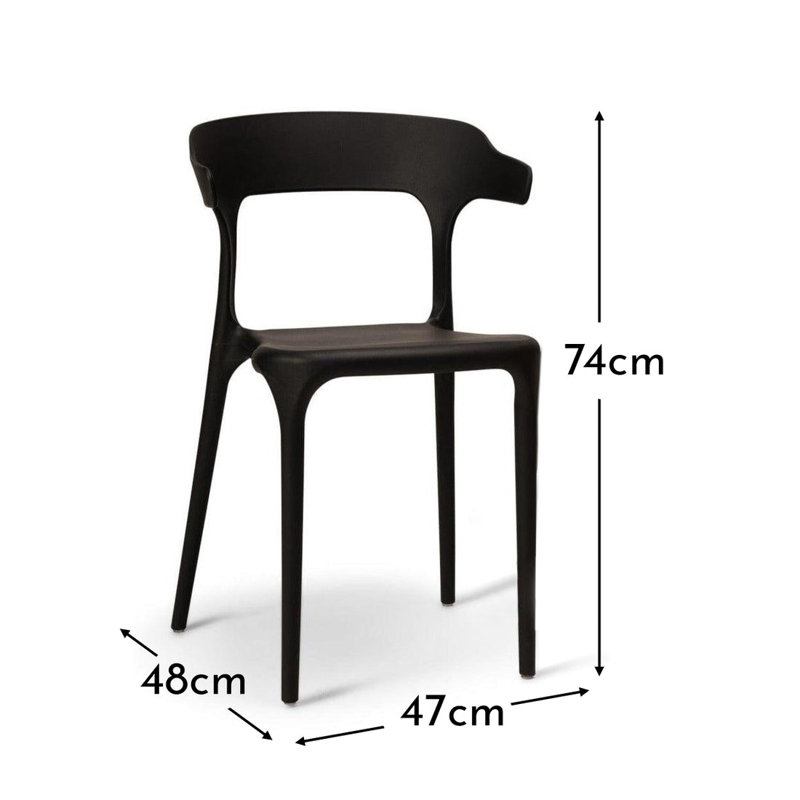 Kayleigh Plastic Garden Chairs - Set of 4, Black
