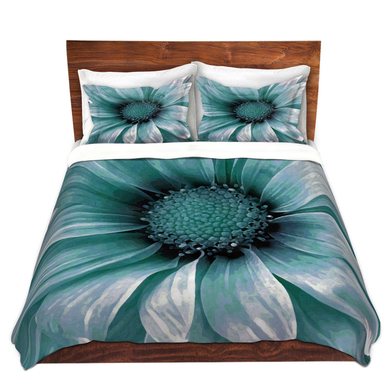 Ensemble de housse de couette Angelina, 1 housse simple + 1 taie standard, Vert / Sarcelle