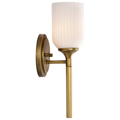Solara - 1 Light Wall Sconce - Natural Brass Finish - Frosted Ribbed Glass