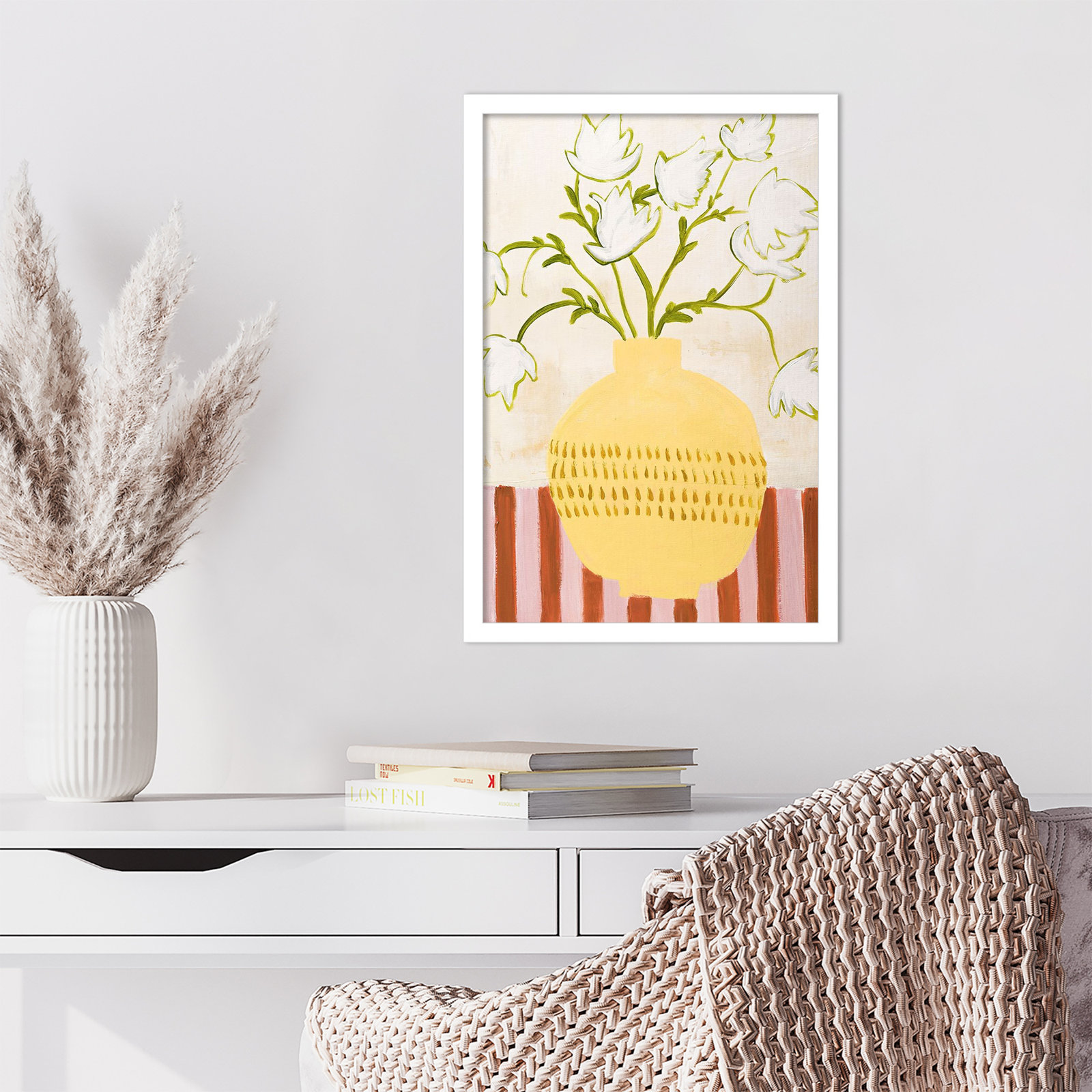 Yellow Vase Print by Design Fabrikken, 21" H x 15" W, White