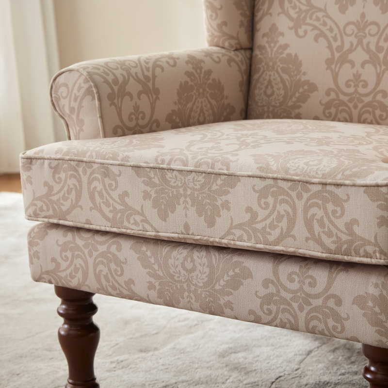 Wide Wingback Armchair Set Of 2, Brown Floral