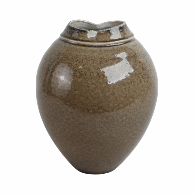 Sagebrook Home 11" Callen Wide Porcelain Vase, Brown, 11" H x 9" W x 9" D