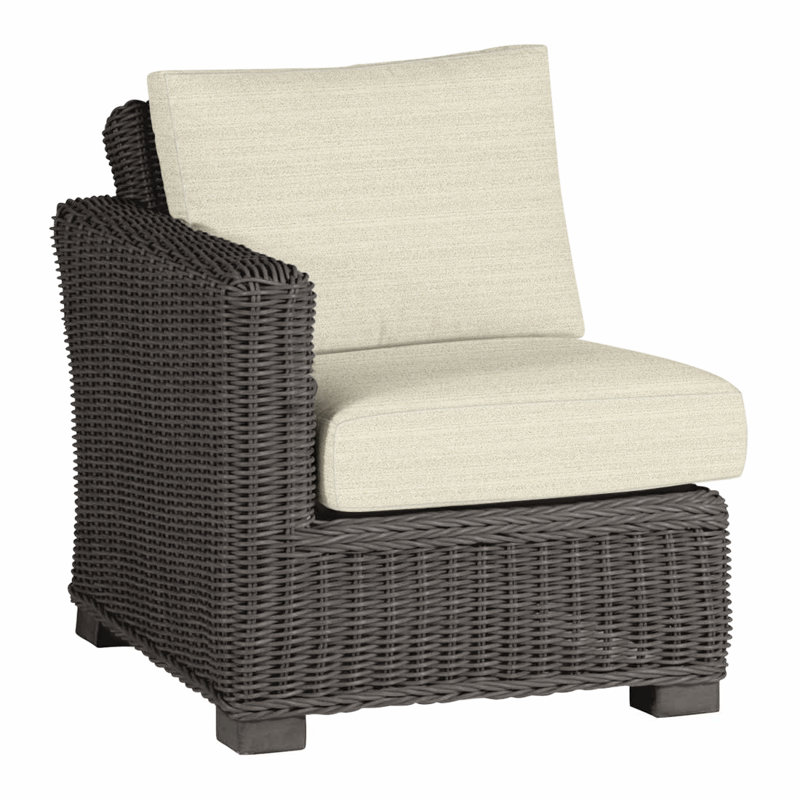 Rustic Woven Sectional Left, Slate Gray, Rollo Lace InsideOut® Linen, No Welt