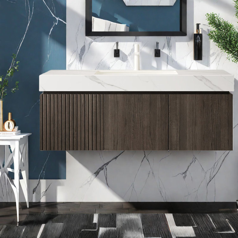 Meuble-lavabo moderne 48 "avec comptoir Carrara, finition espresso