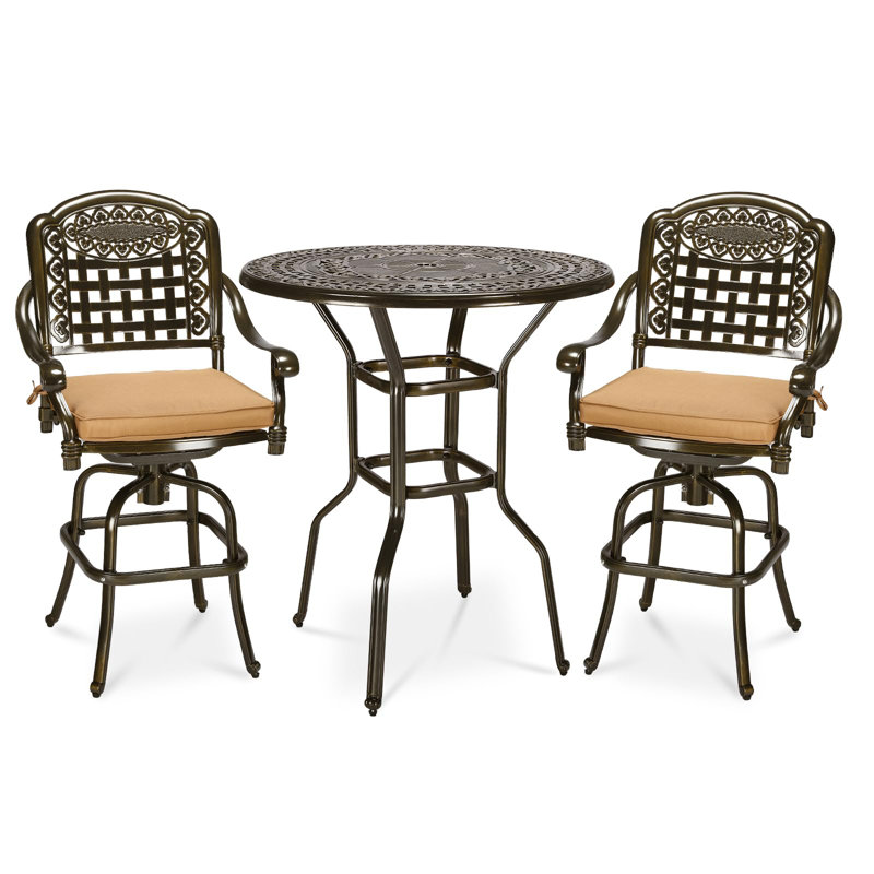 Patio Dining Set with Round Table , Cushions Included, 2