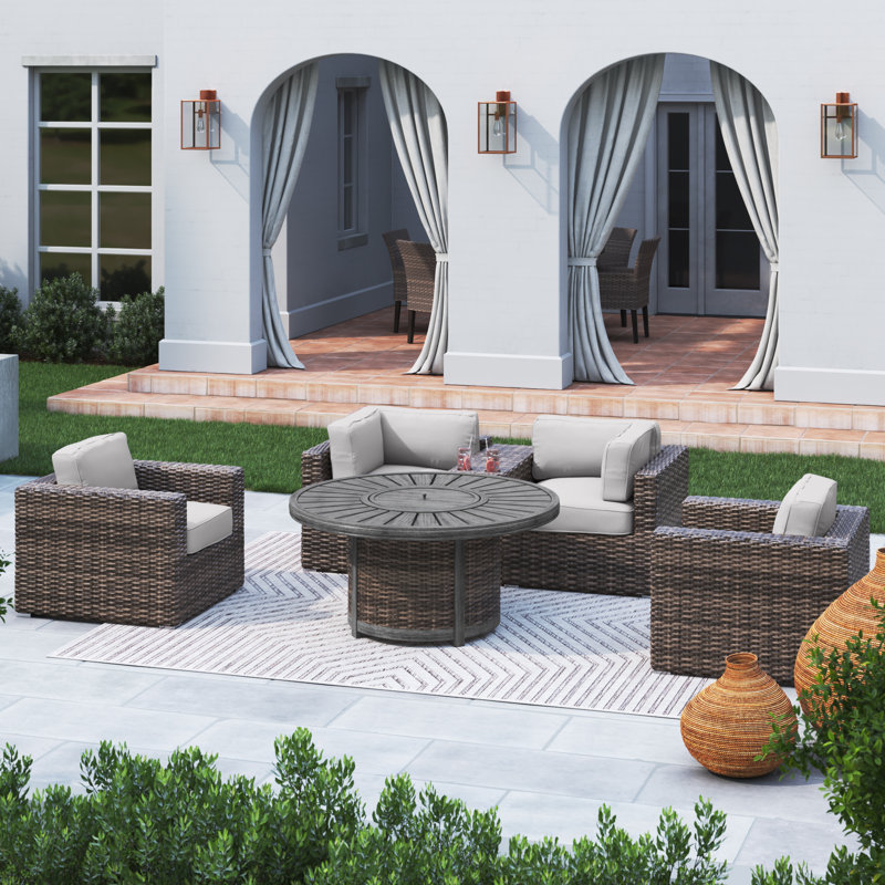 Tonioni Fully Assembled 4 - Person Seating Group with Cushions