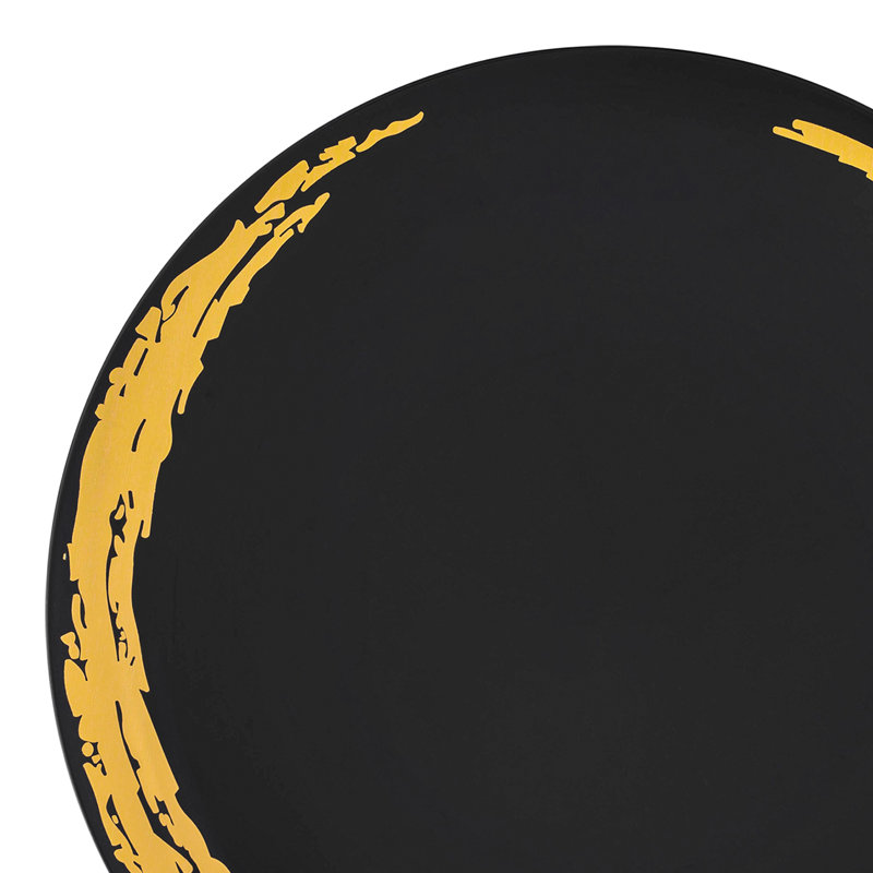 Noir avec assiettes à salade jetables rondes en plastique (7,5 po)