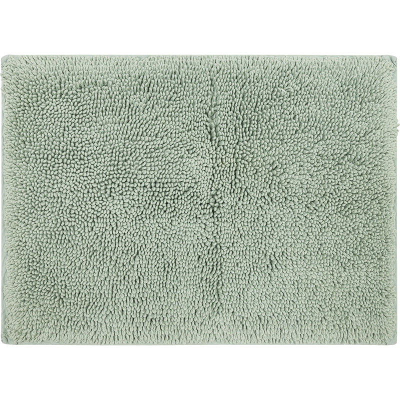 Dinuba Solid Plush Pile Stain and Fade Resistant Non-Slip Machine Washable Bath Rug, Seaglass, 21" W x 34" L