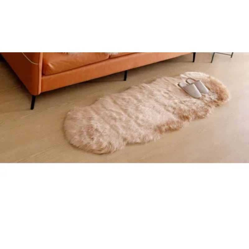 Lechelle Faux Sheepskin Indoor Rug, Novelty 2' x 6'