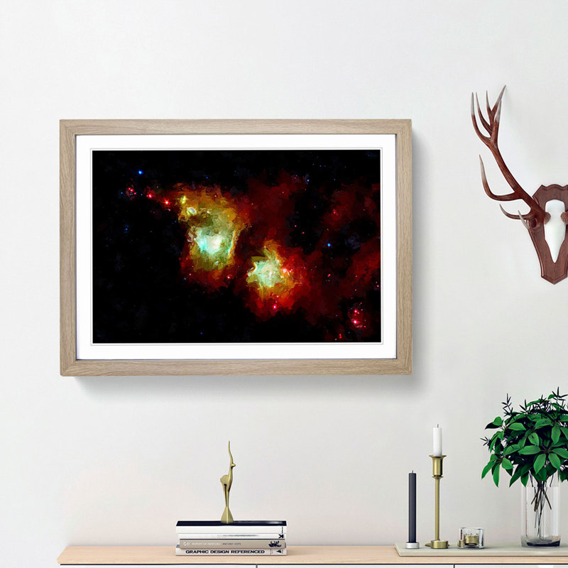 Out of Space Vol.36 in Abstract - Picture Frame Graphic Art Print, 62cm H x 87cm W x 2cm D, Oak Framed