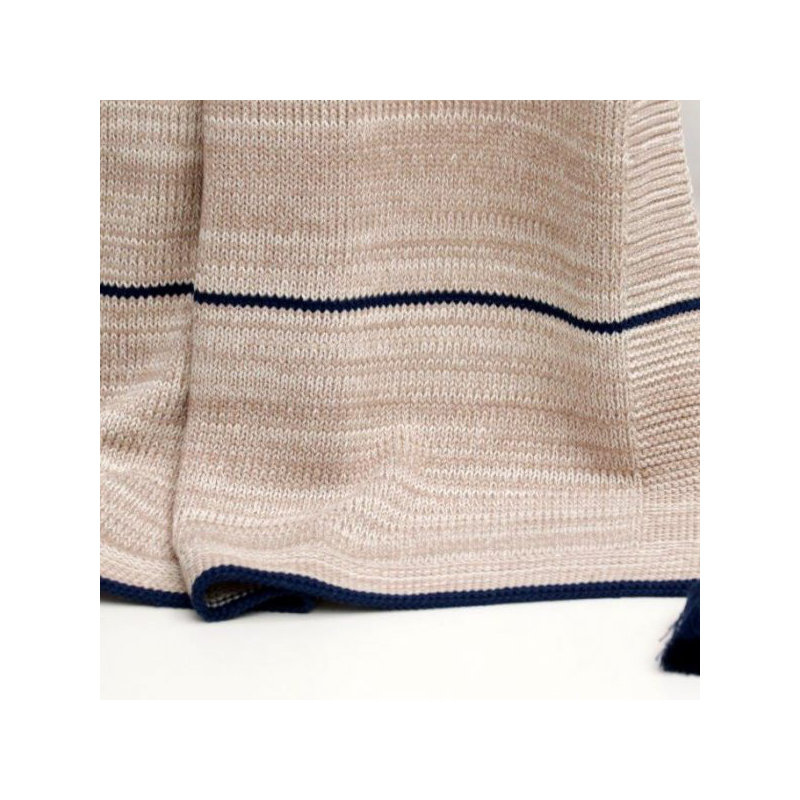 Jeté Yonah, Bleu marine / beige
