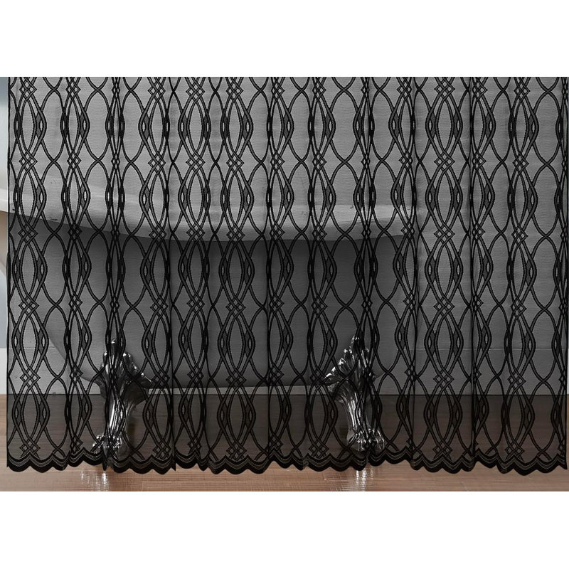 Cariann Geometric Shower Curtain, 72"H x 72"W, Black