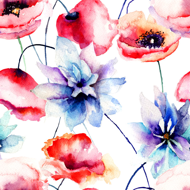 Yonah Original Flowers by Ateli - Wrapped Canvas Painting, 30cm H x 30cm W x 3.8cm D