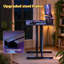 Multi-Purpose Home Office & Gaming Desk, Ergonomic Carbon Fibre Table with LED Lights, Built-in Monitor Stand, Supplied with Cup Holder, Headphone Hook & Mouse Pad, Black-82863607