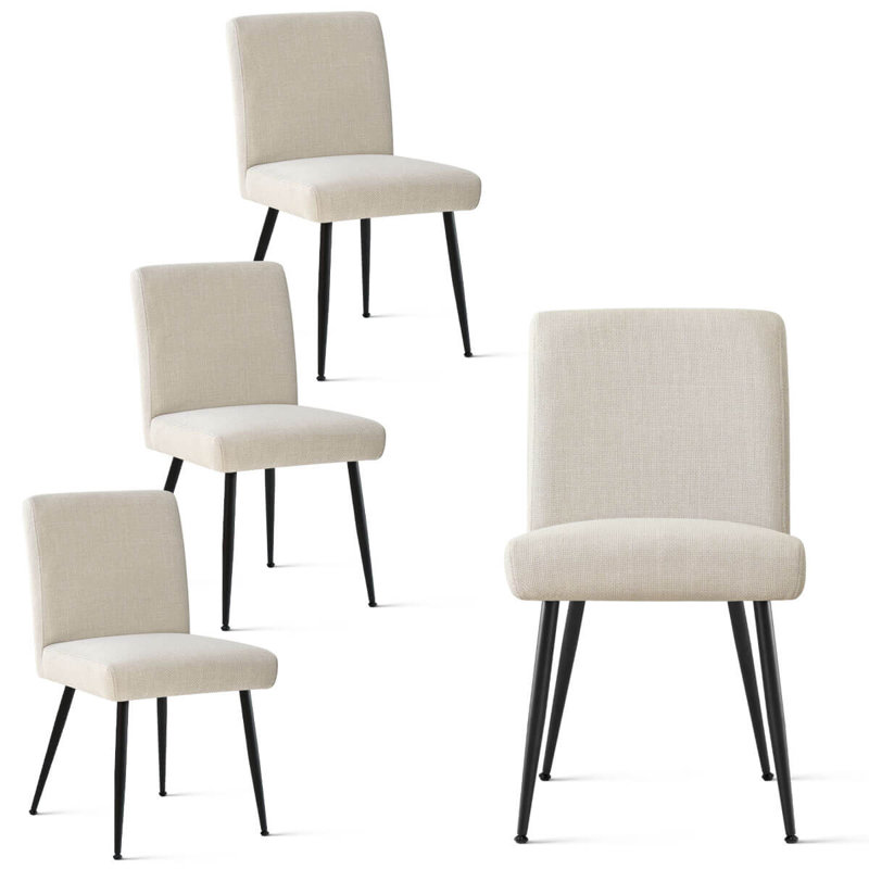 Ensemble de 4 chaises de salle à manger rembourrées, Beige