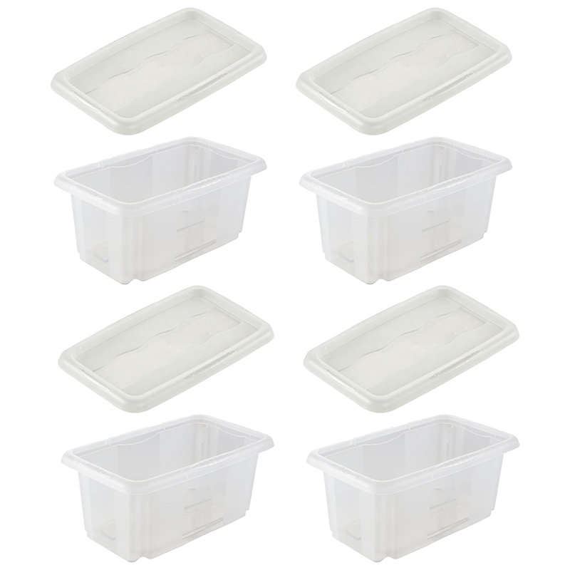 Set of 4 Turn Around Stacking Box 7 Litre With Lid, Clear