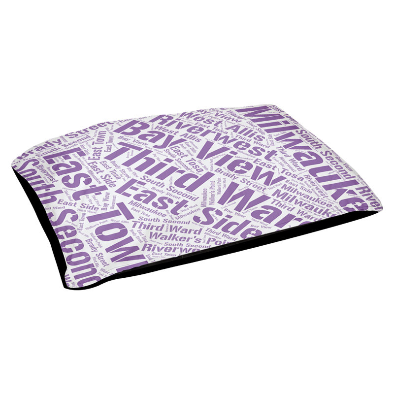 Coussin de chien « districts », Milwaukee, Grand (l 40 po x P 30 po x H 14 po), Mauve