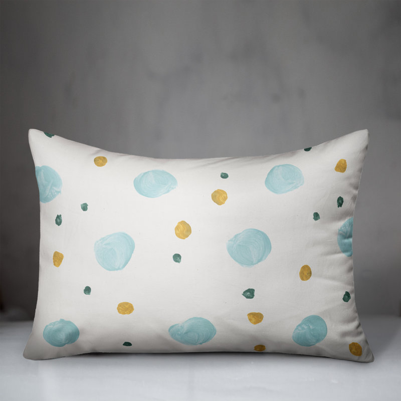 Coussin décoratif intérieur / extérieur en polyester à pois , H 18 po x l 25 po, Bleu / blanc