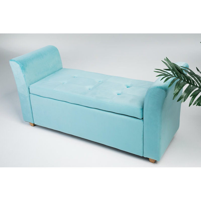 Agee Upholstered Storage Bench, Blue