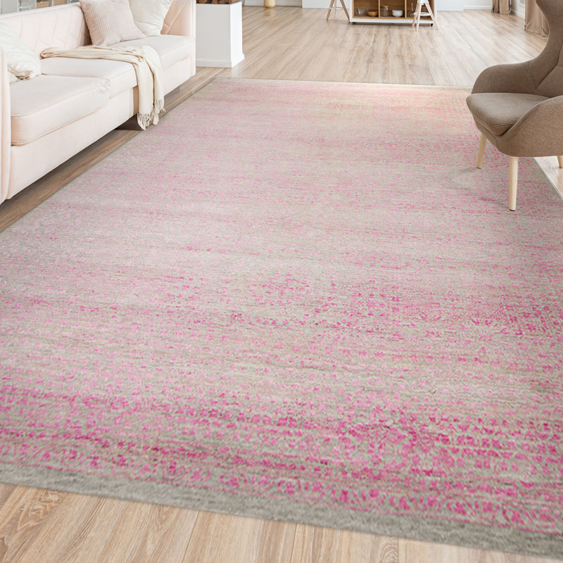 Area Rug in Pink, Rectangle 10' x 14'