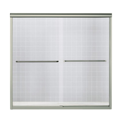 Finesse 59.62'' W x 58.06'' H Bypass Frameless Tub Door with Clear Glass