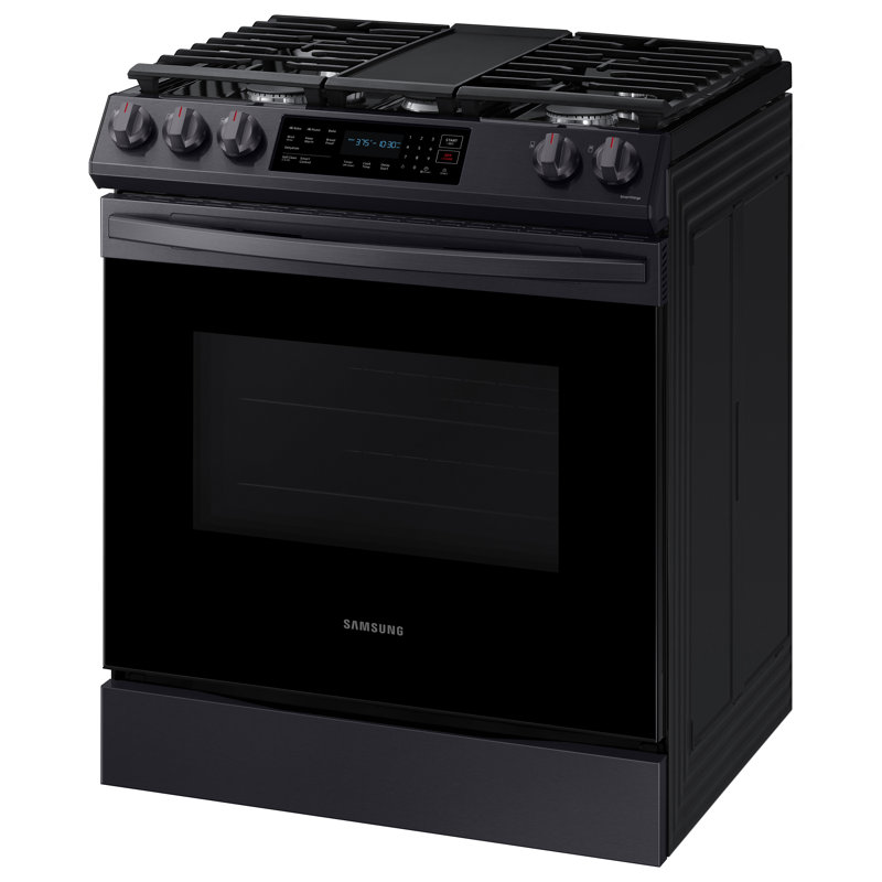 Cuisinière au gaz avec grille chauffante 30 po 6 pi³ Samsung, Acier inoxydable noir