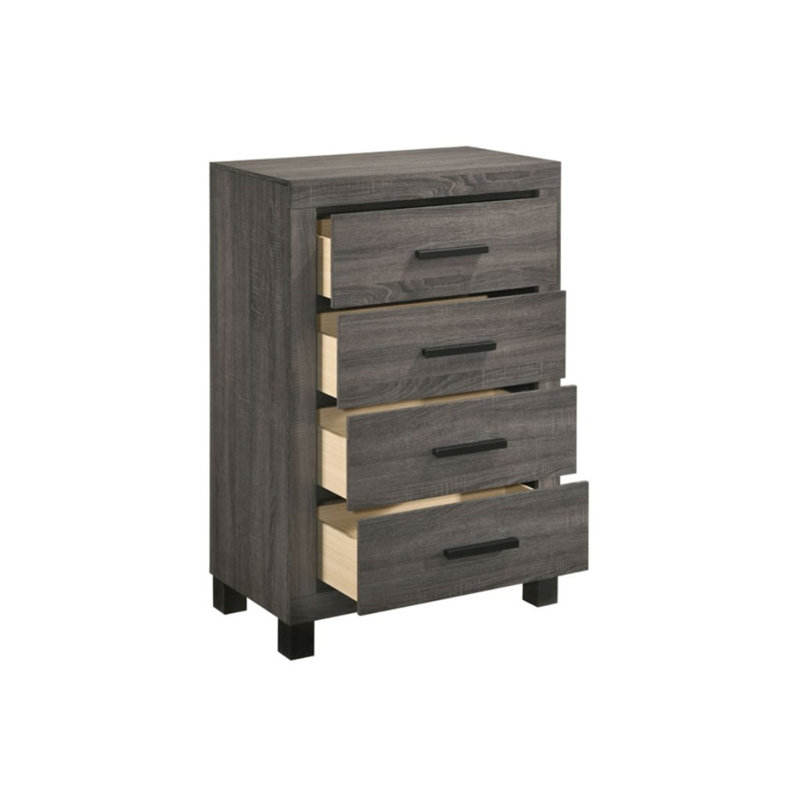 Mobilier de chambre à coucher de style moderne et transitionnel avec poignées de bar en bois à finition grise 1 pièce (commode non incluse)