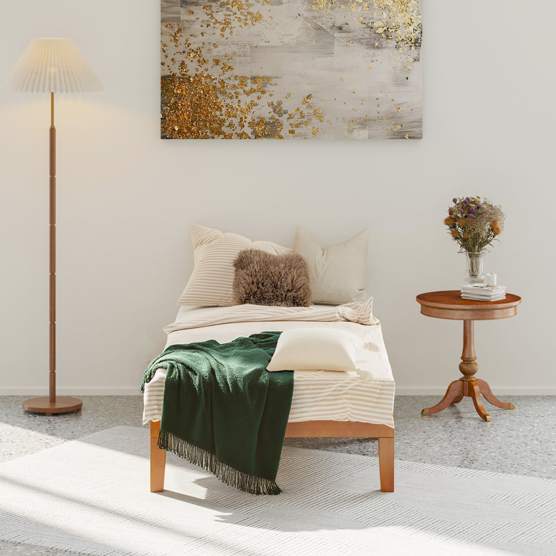 Lit plateforme en bois massif, Simple, Marron foncé