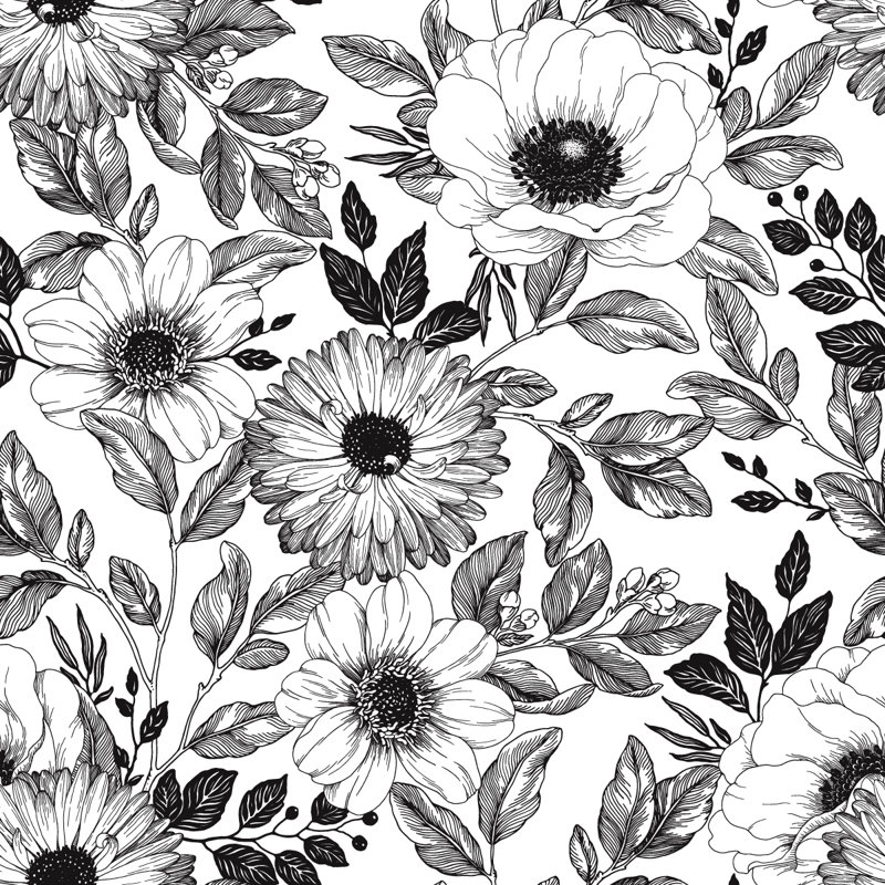 Panneau de papier peint adhésif floral L 10,4 pi x l 25 po